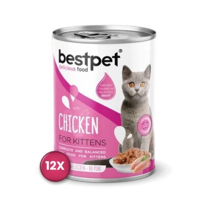 Bestpet Jöle İçinde Parça Tavuklu Yavru Kedi Konservesi 400 gr x 12