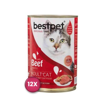 Bestpet Sığır Etli Yetişkin Kedi Konservesi 400 gr x 12
