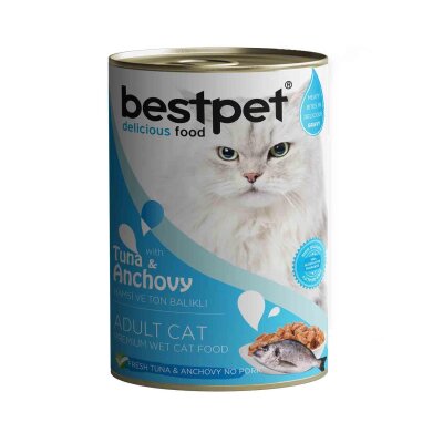 Bestpet Soslu Ton Balıklı Hamsili Yetişkin Kedi Konservesi 400 gr