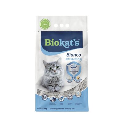 Biokat's Bianco Tuvalete Yönlendiren Topaklanan Kedi Kumu 10 L