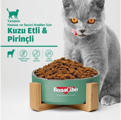 BonaCibo Kuzu Etli ve Pirinçli Yetişkin Kedi Kuru Maması 15 kg