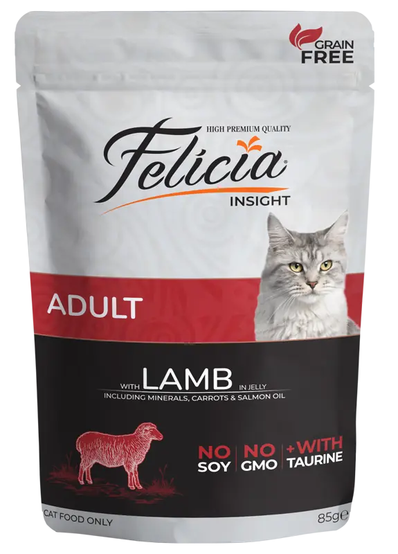 Felicia Kuzu Etli Tahılsız Yetişkin Yaş Kedi Maması 85 gr