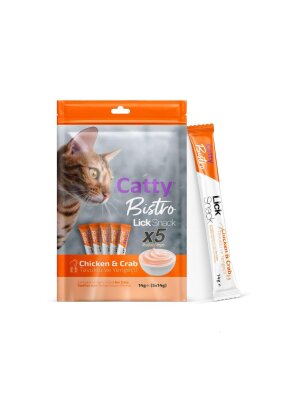 Catty Bistro Tavuklu Yengeçli Yetişkin Kedi Krema Ödülü 5 x 14 gr