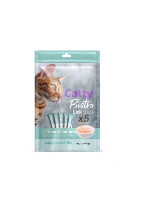 Catty Bistro Ton Balıklı Somonlu Yetişkin Kedi Krema Ödülü 5 x 14 gr