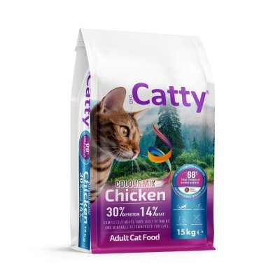 Catty Colourmix Tavuklu Renkli Taneli Yetişkin Kedi Maması 15 kg