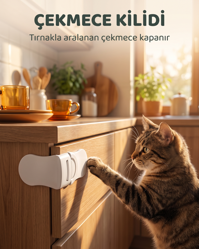 Çekmece Kilidi (Meraklı Kediler İçin)
