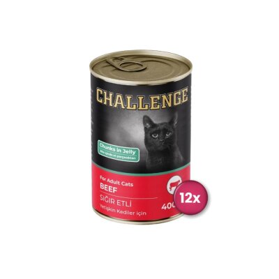 Challenge Dilimli Sığır Etli Yetişkin Kedi Konservesi 400 gr x 12