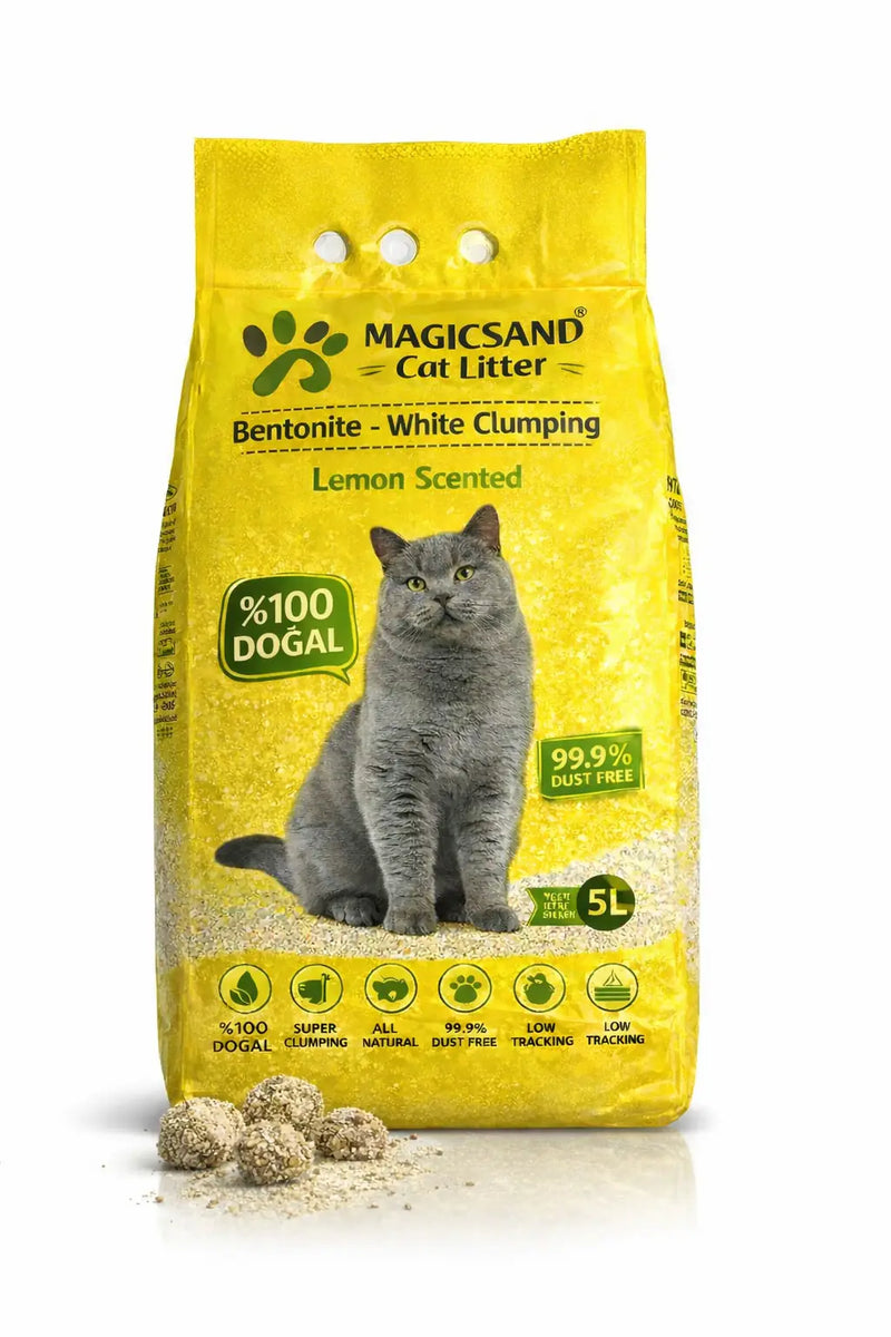 Magicsand Limon Kokulu Bentonit Topaklanan Kedi Kumu 5 L