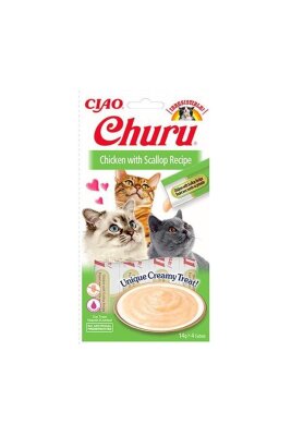 Ciao Churu Tavuklu ve Deniz Taraklı Krema Kedi Ödülü 4 x 14 gr