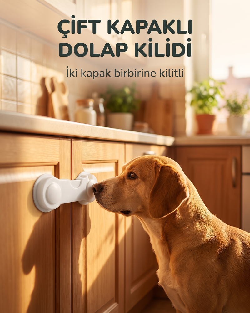 Çift Kapaklı Dolap Kilidi (Kedi ve Köpek)