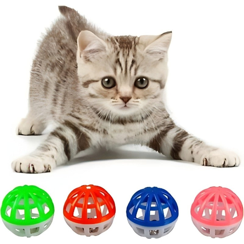 Çıngıraklı Delikli 4'lü Top Kedi Oyuncağı