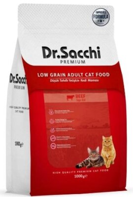 Dr. Sacchi Düşük Tahıllı Sığır Etli Yetişkin Kedi Maması 1 kg
