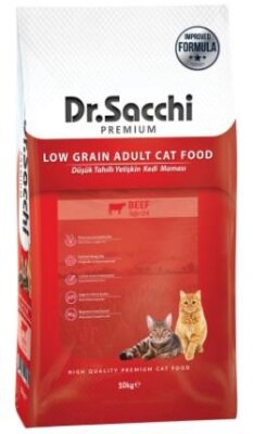 Dr. Sacchi Premium Sığırlı Düşük Tahıllı Yetişkin Kedi Maması 10 kg