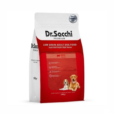Dr. Sacchi Düşük Tahıllı Sığır Etli Yetişkin Köpek Maması 1,5 kg