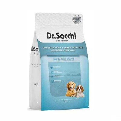Dr. Sacchi Düşük Tahıllı Sığır Kuzu Yavru Köpek Maması 1,5 kg