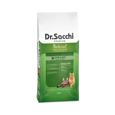 Dr.Sacchi Kuzu Etli ve Pirinçli Yetişkin Kedi Maması 15 kg