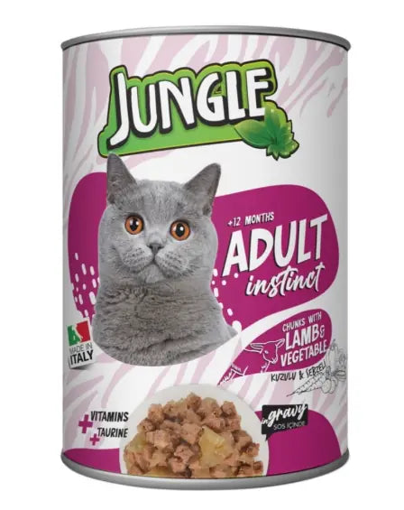 Jungle Kuzu Etli Sebzeli Yetişkin Kedi Konservesi 415 gr