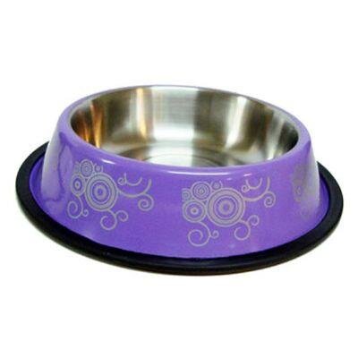 Euro Dog Desenli Kedi ve Köpek Çelik Mama Kabı 15 cm