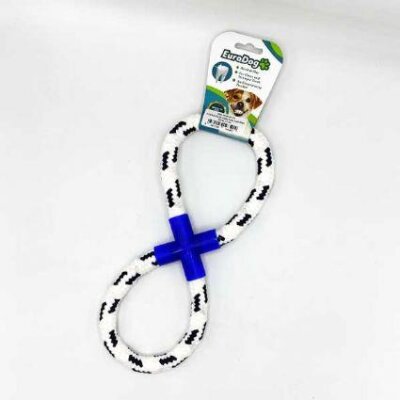 EuroDog Sekiz Halka Diş İpi Köpek Oyuncağı 25 cm (Mavi-Beyaz)
