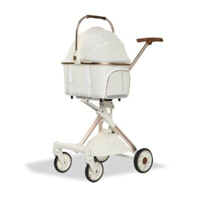 EuroDog Katlanabilir Tekerlekli Köpek Arabası 80,5x48,5x112 cm (Beyaz)