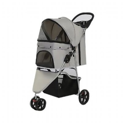 EuroDog Katlanabilir 15 kg Tekerlekli Köpek Arabası (Gri)