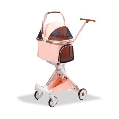 EuroDog Katlanabilir Tekerlekli Köpek Arabası 83x48,5x110 cm (Pembe)