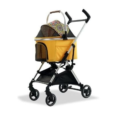 EuroDog Katlanabilir Tekerlekli Köpek Arabası 60x44x100 cm (Sarı)