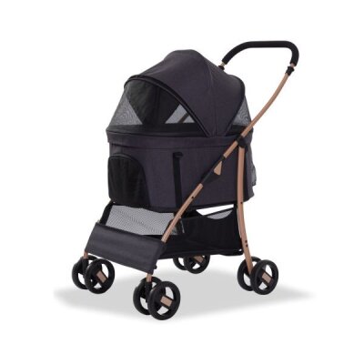 EuroDog Katlanabilir Tekerlekli Köpek Arabası 64x50x98 cm (Siyah)
