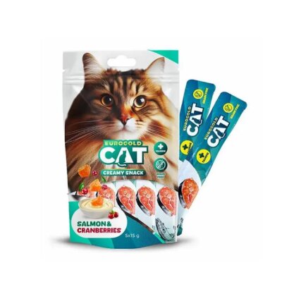 EuroGold Somon ve Kızılcık Aromalı Sıvı Kedi Ödülü 5 x 15 gr