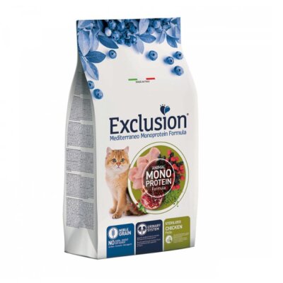 Exclusion Monoprotein Tavuklu Düşük Tahıllı Kısır Kedi Maması 12 kg