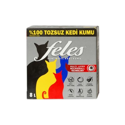 Feles Ultra Light Aktif Karbonlu Tozsuz Topaklanan Kedi Kumu 8 L