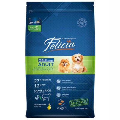 Felicia Kuzulu Düşük Tahıllı Küçük-Orta Irk Köpek Maması 3 kg