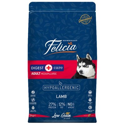 Felicia Düşük Tahıllı Kuzu Pirinçli Yetişkin Köpek Maması 3 kg