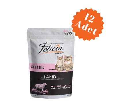 Felicia Tahılsız Kuzulu Yavru Kedi Yaş Maması 85 gr x 12