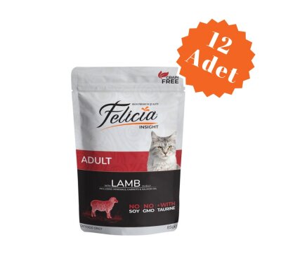 Felicia Tahılsız Kuzulu Yetişkin Kedi Yaş Maması 85 gr x 12