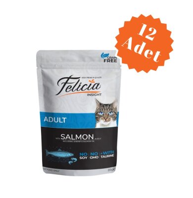 Felicia Tahılsız Somon ve Karidesli Yetişkin Kedi Yaş Mama 85 gr x 12