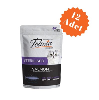 Felicia Tahılsız Somonlu Kısırlaştırılmış Kedi Yaş Maması 85 gr x 12