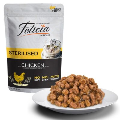 Felicia Tavuklu Tahılsız Kısırlaştırılmış Kedi Pouch 85 gr