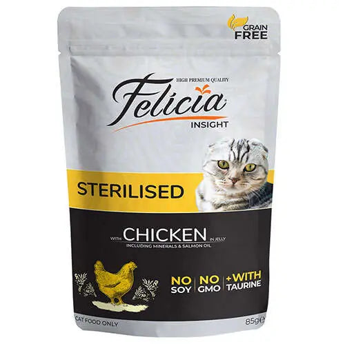 Felicia Tavuk Etli Tahılsız Kısırlaştırılmış Yaş Kedi Maması 85 gr