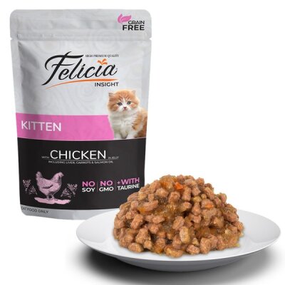 Felicia Pouch Tavuklu Tahılsız Yavru Kedi Konservesi 85 gr