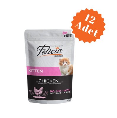 Felicia Tahılsız Tavuk ve Ciğerli Yavru Kedi Yaş Maması 85 gr x 12