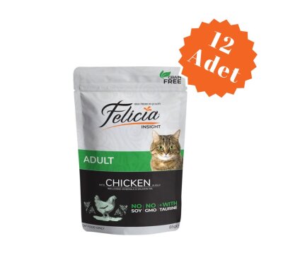Felicia Tahılsız Tavuklu Yetişkin Kedi Yaş Maması 85 gr x 12