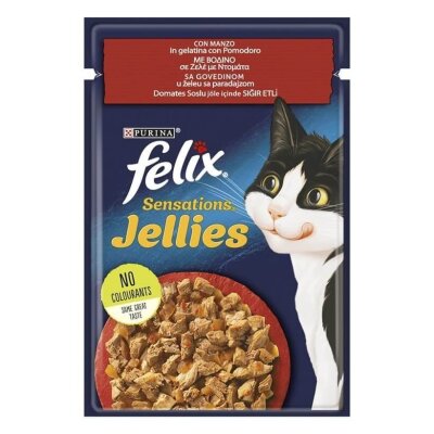 Felix Sensation Jöleli Sığır Etli ve Domatesli Kedi Yaş Maması 85 gr