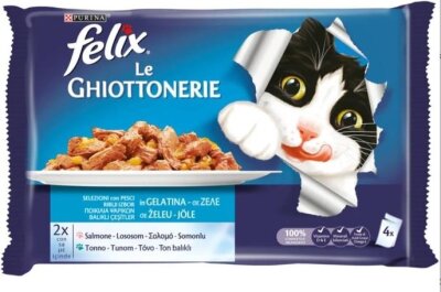 Felix Somon ve Ton Balıklı Jöleli Yetişkin Kedi Konservesi 4x85 gr