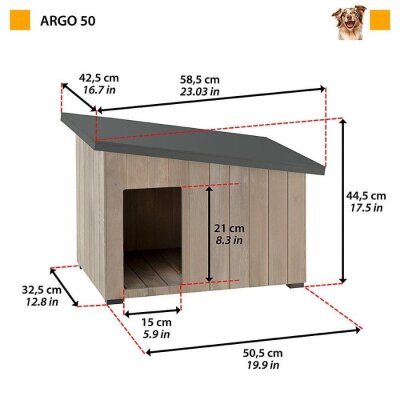 Ferplast Argo 50 FSC Çam Ahşap Dış Mekan Kedi ve Köpek Kulübesi