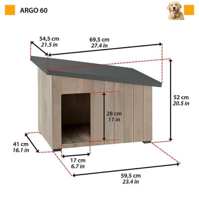 Ferplast Argo 60 Dış Mekan Ahşap Köpek Kulübesi