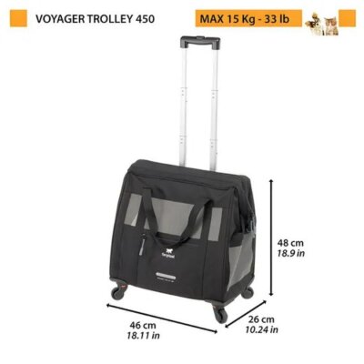 Ferplast Voyager 450 Tekerlekli Taşıma Çantası Siyah 46x26x48 cm