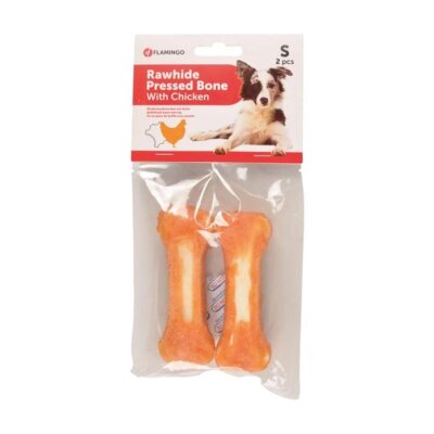 Flamingo Tavuk Sargılı Kemik Köpek Çiğneme Ödülü 2'li 10 cm
