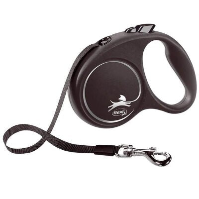 Flexi Black Design Şerit Otomatik Köpek Tasması 5 m (M, Siyah)