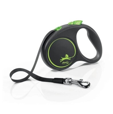 Flexi Black Design 5 m Otomatik Şerit Köpek Tasması (Yeşil, Medium)